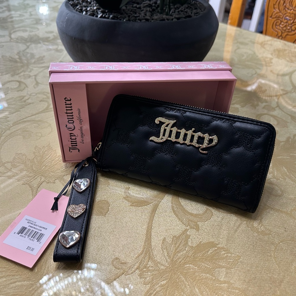 Juicy Couture Black Wallet/Wristlet with Gold Accents